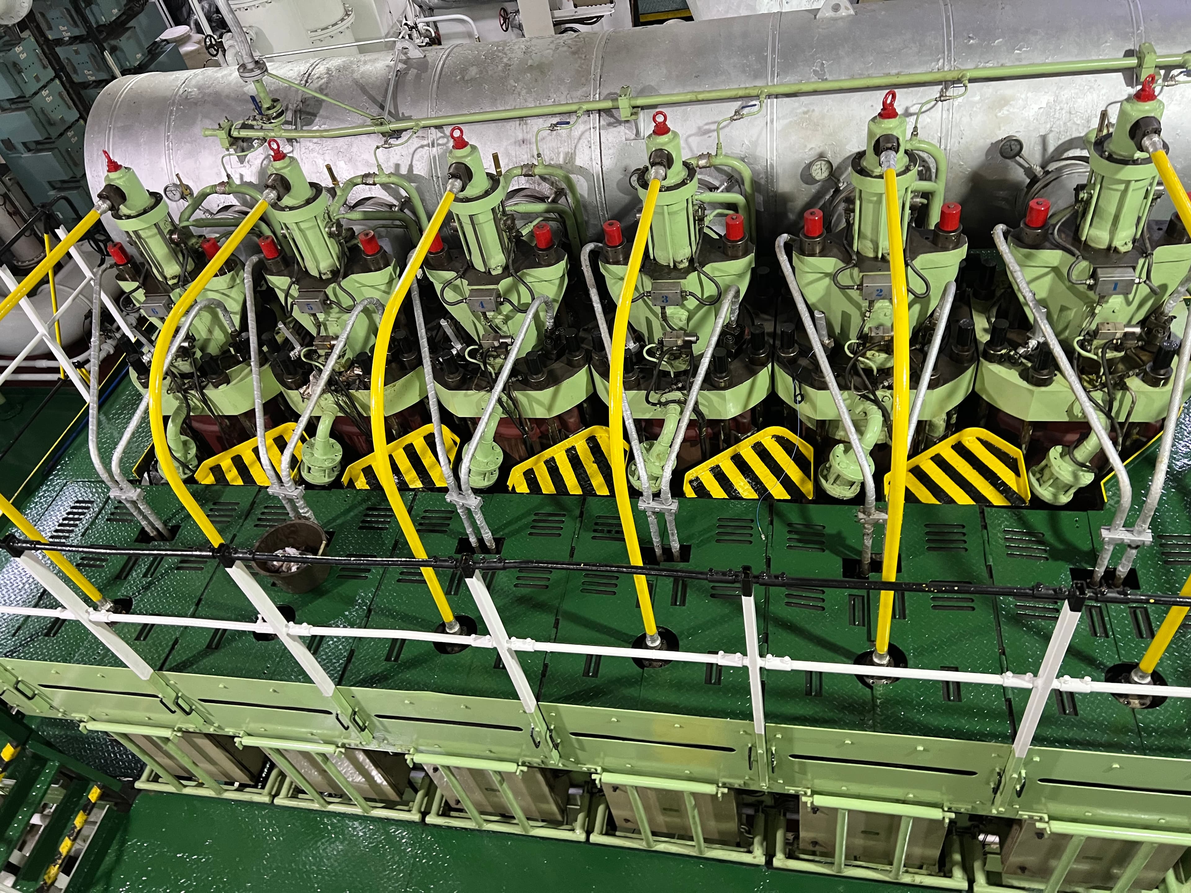 Marine engine room hardware connected during hydrogen integration work