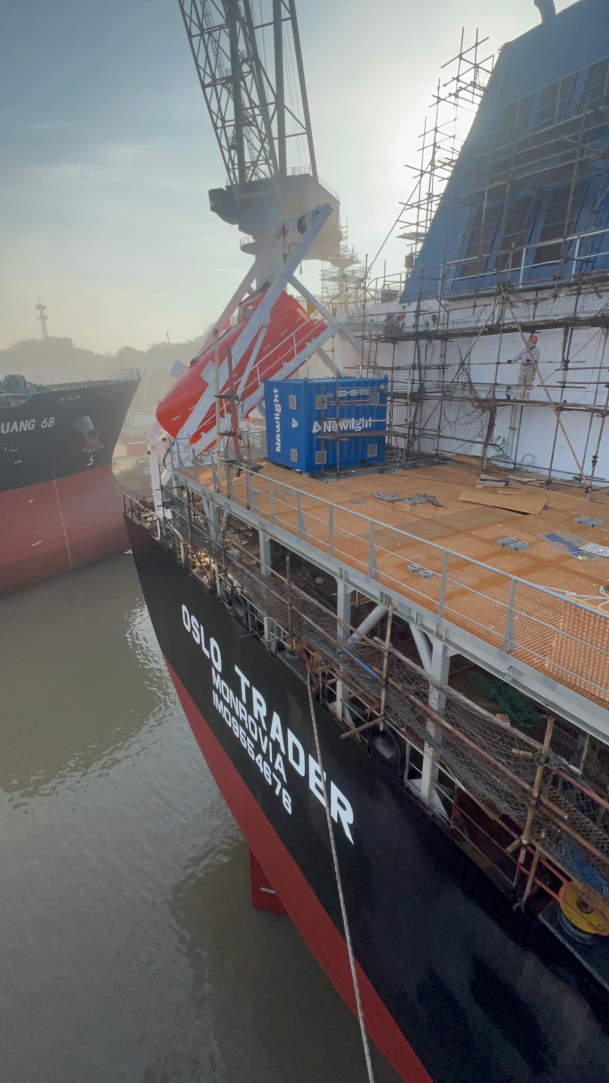 Newlight equipment installed aboard Oslo Trader during yard work