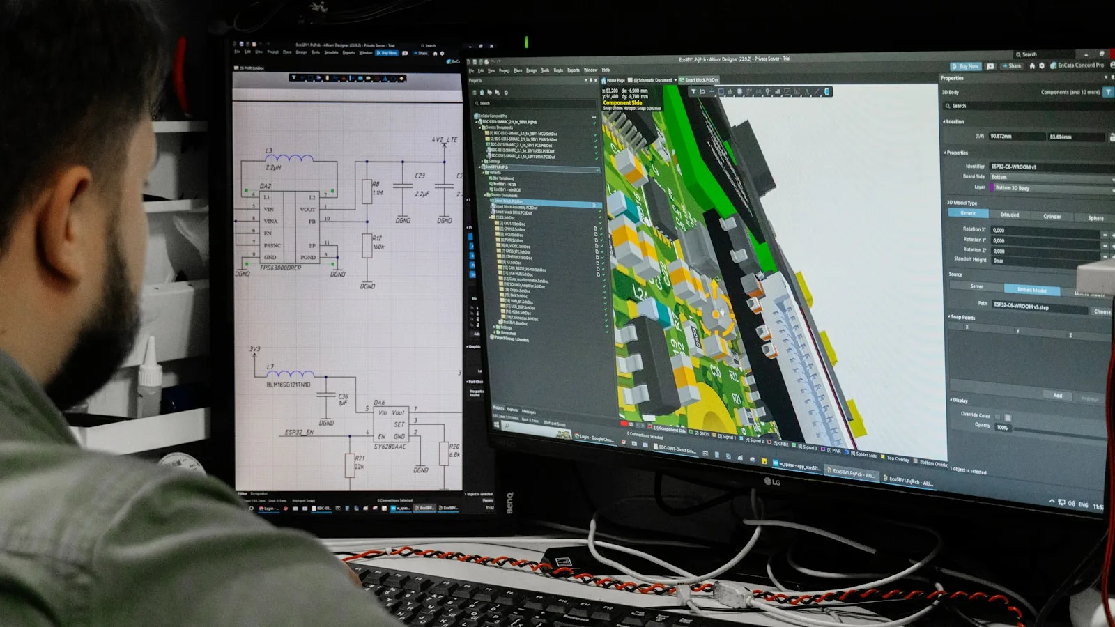 Engineer designing an electrical circuit board